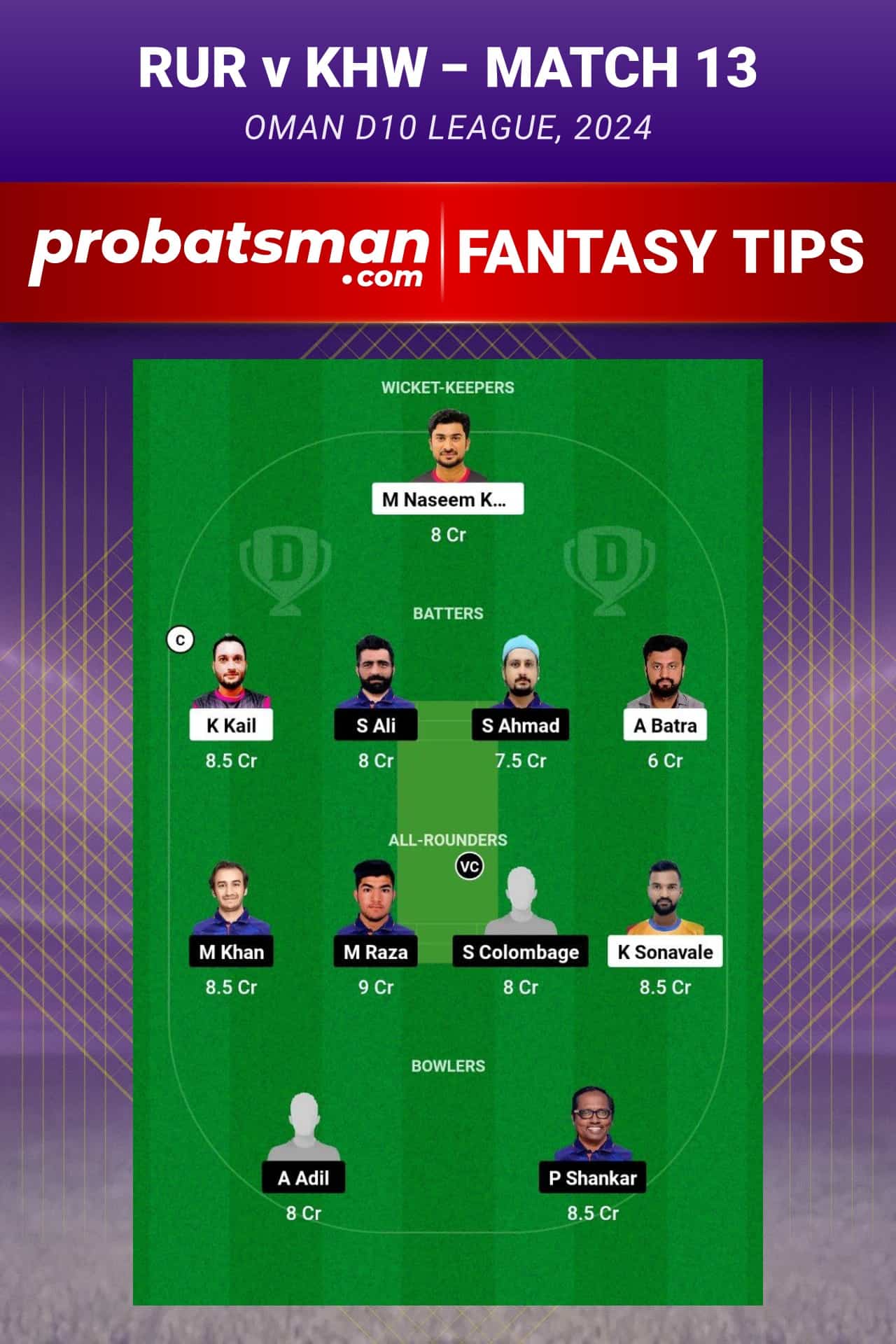 RUR vs KHW Dream11 Prediction - Fantasy Team 2