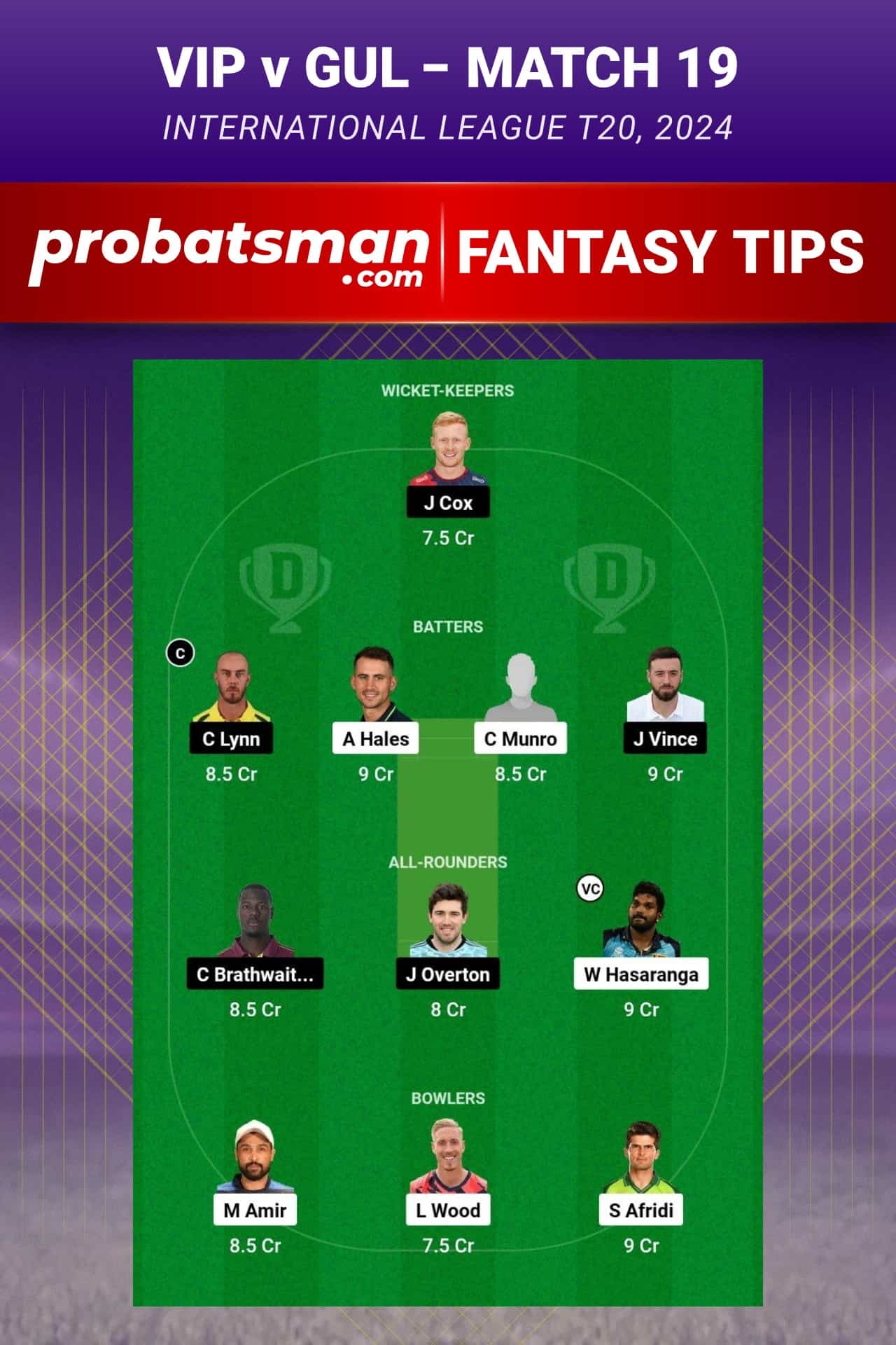 VIP vs GUL Dream11 Prediction - Fantasy Team 2