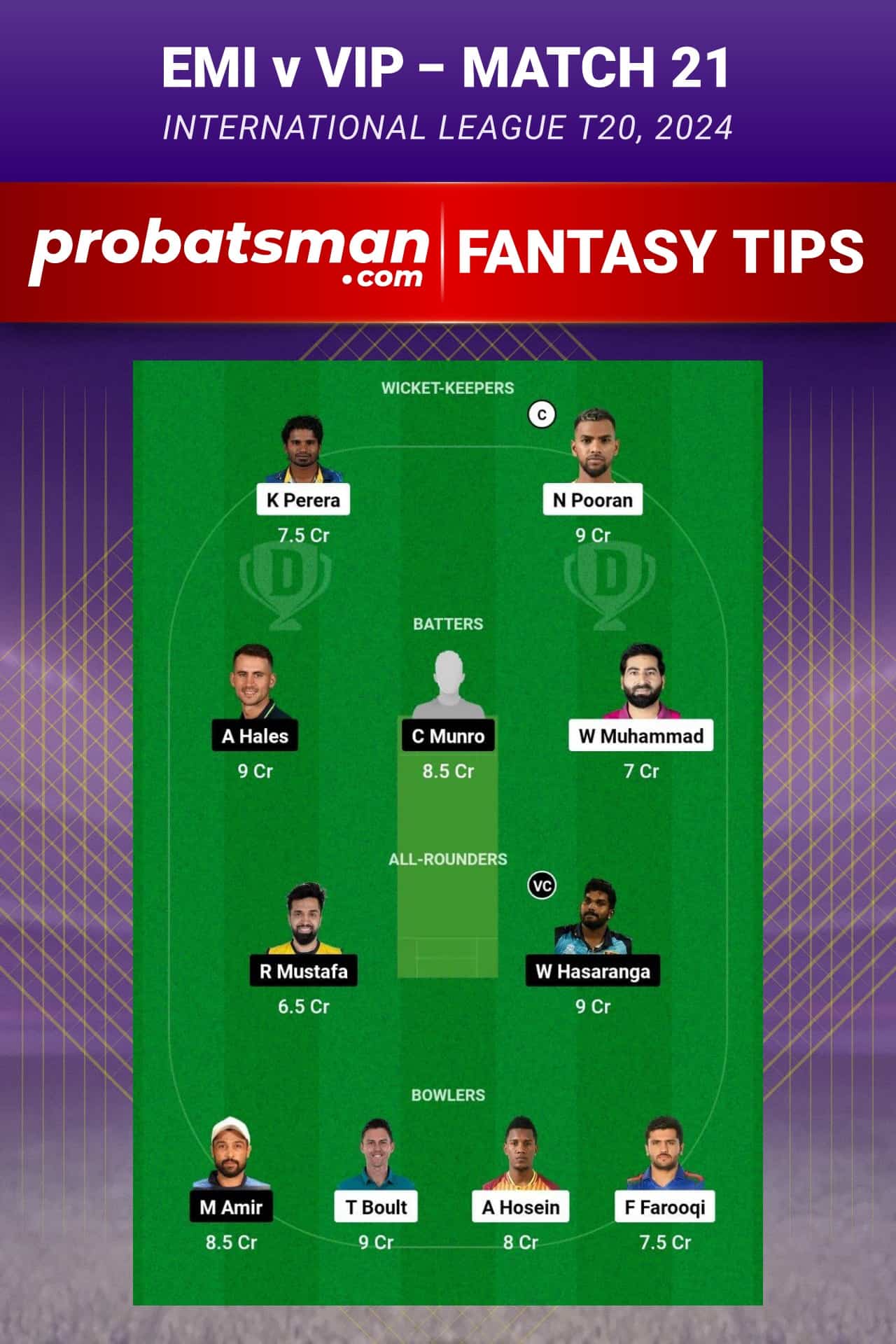 EMI vs VIP Dream11 Prediction - Fantasy Team 2