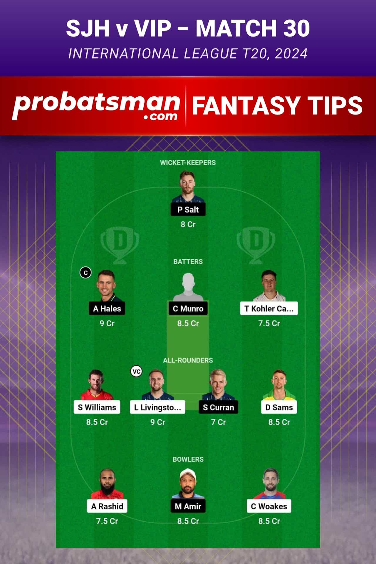 SJH vs VIP Dream11 Prediction - Fantasy Team 2