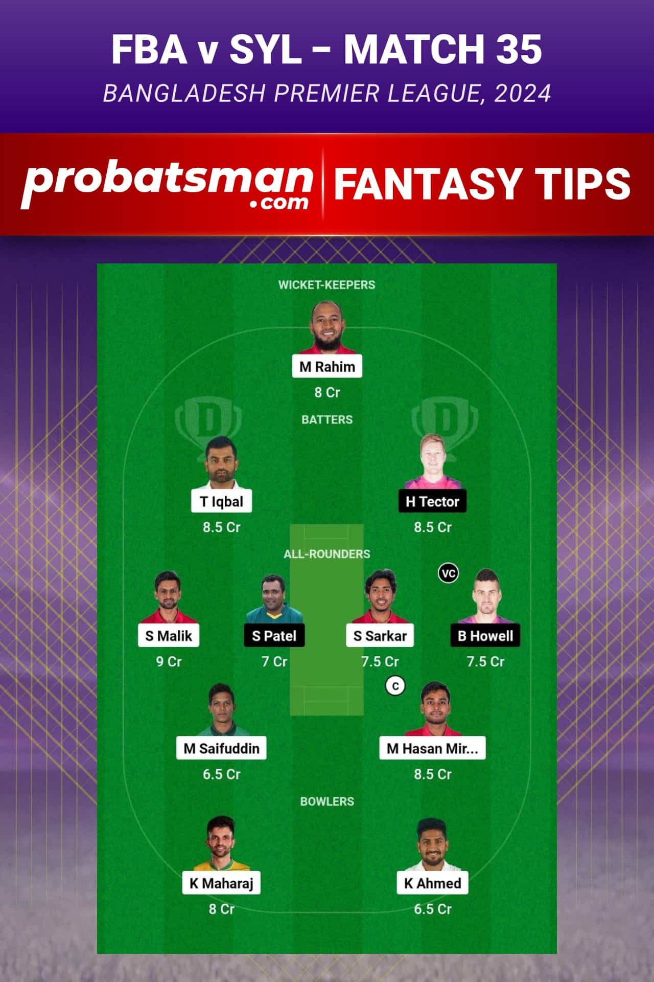 FBA vs SYL Dream11 Prediction - Fantasy Team 2