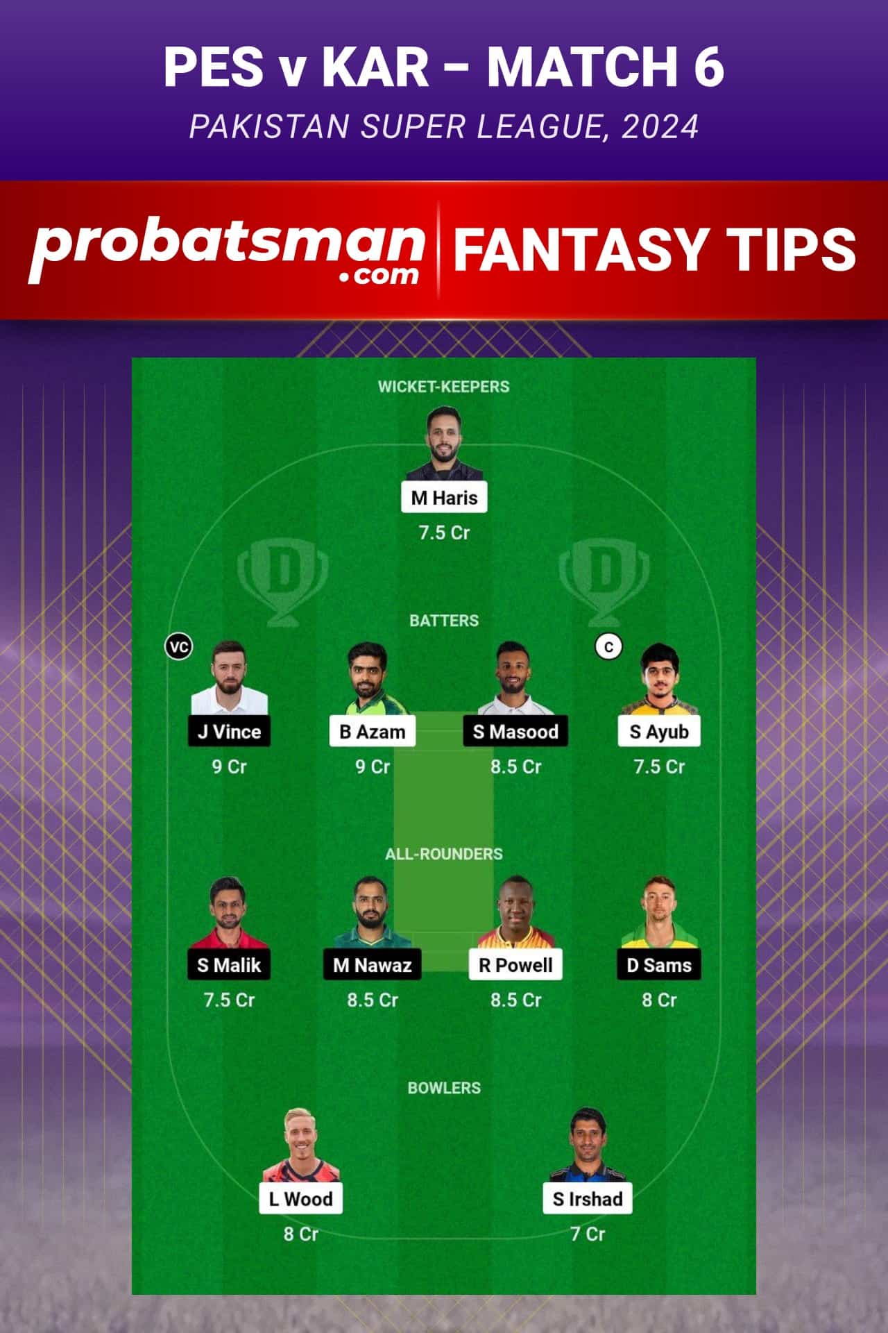 PES vs KAR Dream11 Prediction - Fantasy Team 2