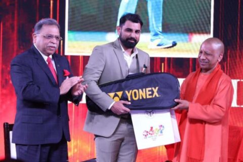 Mohammed Shami Receives Best Cricketer Award from UP Chief Minister Yogi Adityanath