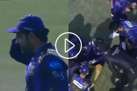 Sarfaraz Ahmed Falls to Ground After Being Hit by Mohammad Wasim's Throw