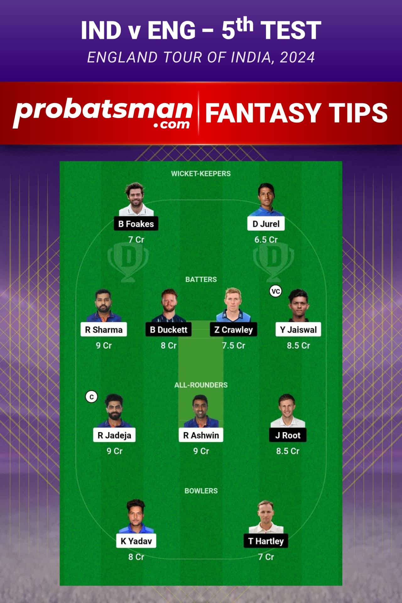 IND vs ENG Dream11 Prediction - Fantasy Team 2