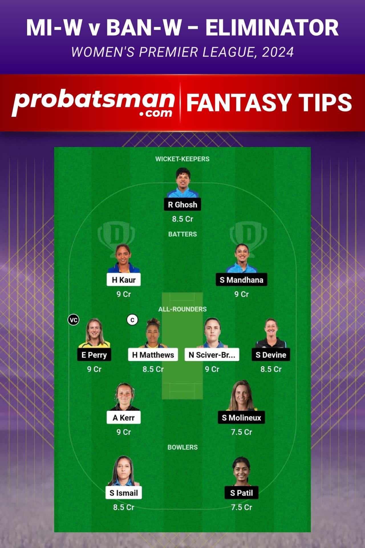 MI-W vs BAN-W Dream11 Prediction - Fantasy Team 2