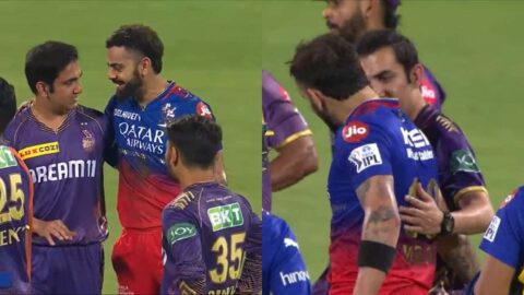 Gautam Gambhir Hugs Virat Kohli durign RCB vs KKR IPL2024 Match