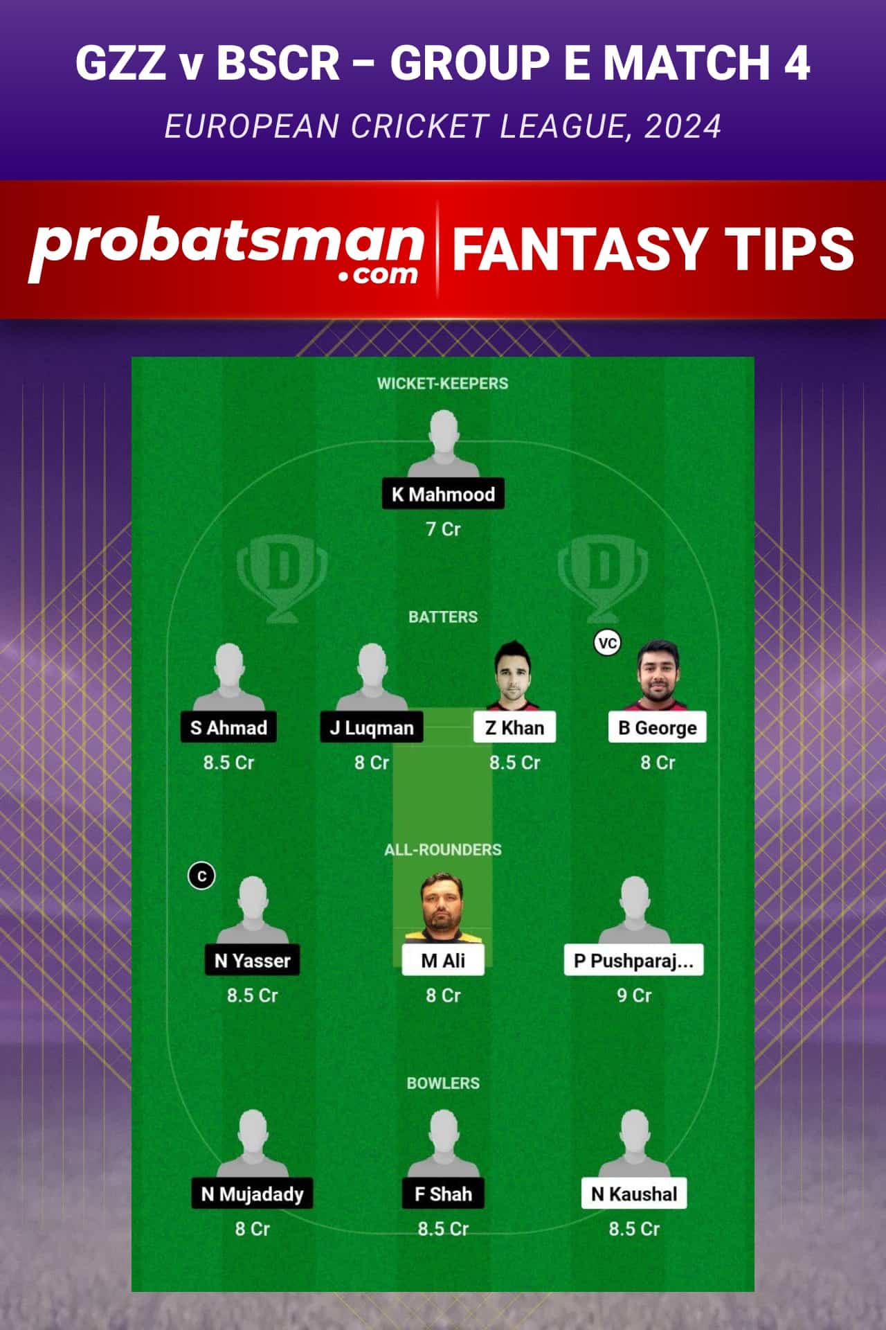 GZZ vs BSCR Dream11 Prediction - Fantasy Team 2