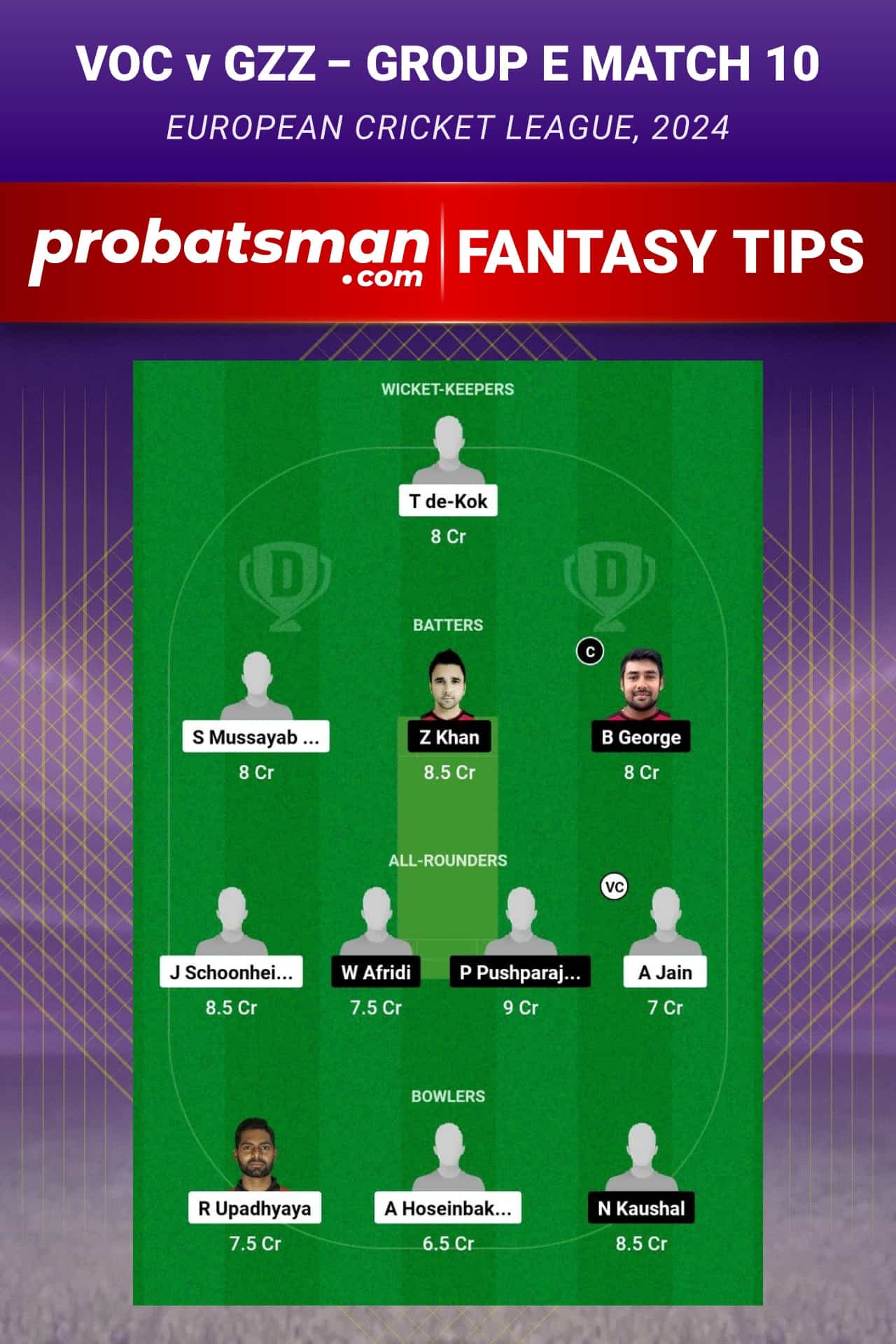 VOC vs GZZ Dream11 Prediction - Fantasy Team 2