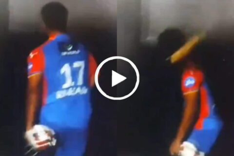 IPL 2024: [Watch] Frustrated Rishabh Pant Hits Curtain in Anger After His Dismissal During RR vs DC Clash