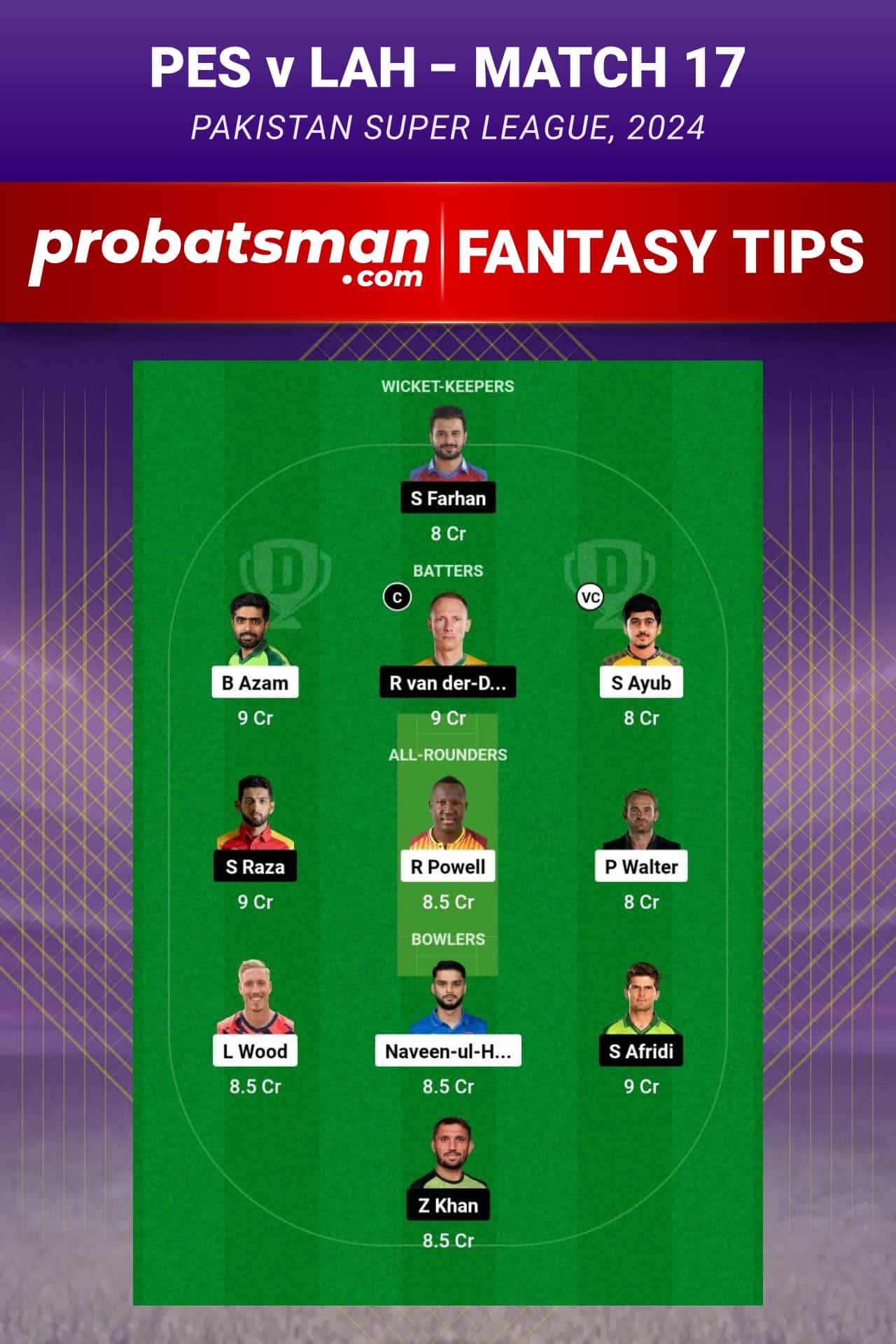 PES vs LAH Dream11 Prediction - Fantasy Team 2