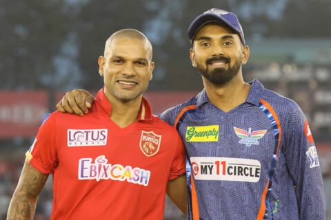 Shikhar Dhawan of Punjab Kings and KL Rahul of Lucknow Super Giants