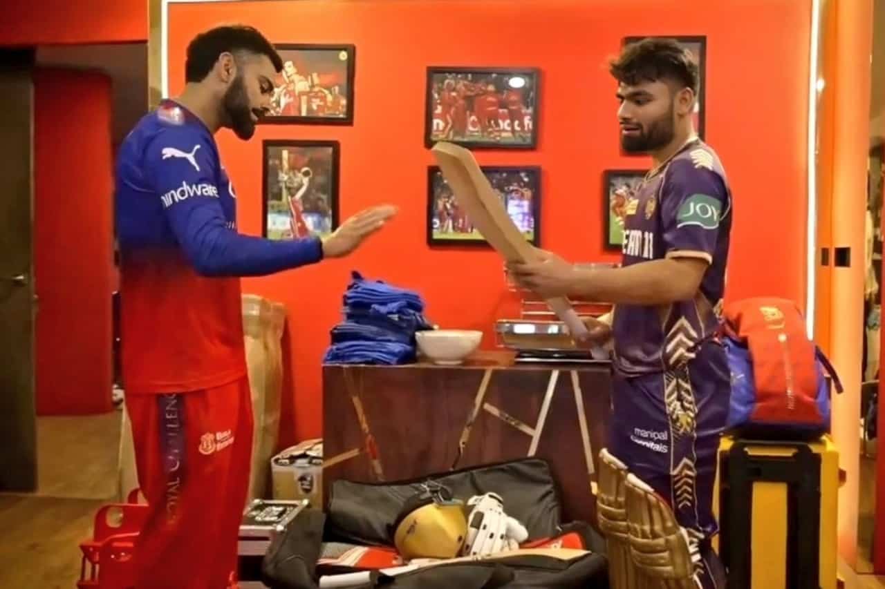 Virat Kohli Gifts His Bat To Rinku Singh After RCB vs KKR Clash