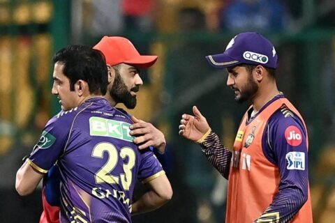 Gautam Gambhir Hugged Virat Kohli durign RCB vs KKR IPL2024 Match