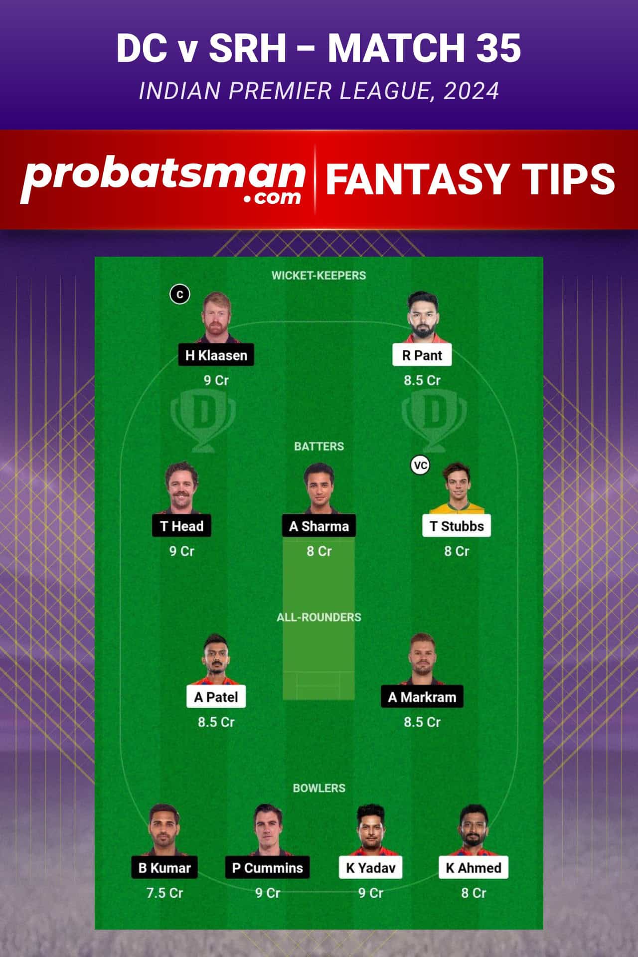 Delhi Capitals vs Sunrisers Hyderabad Dream11 Prediction - Fantasy Team 2