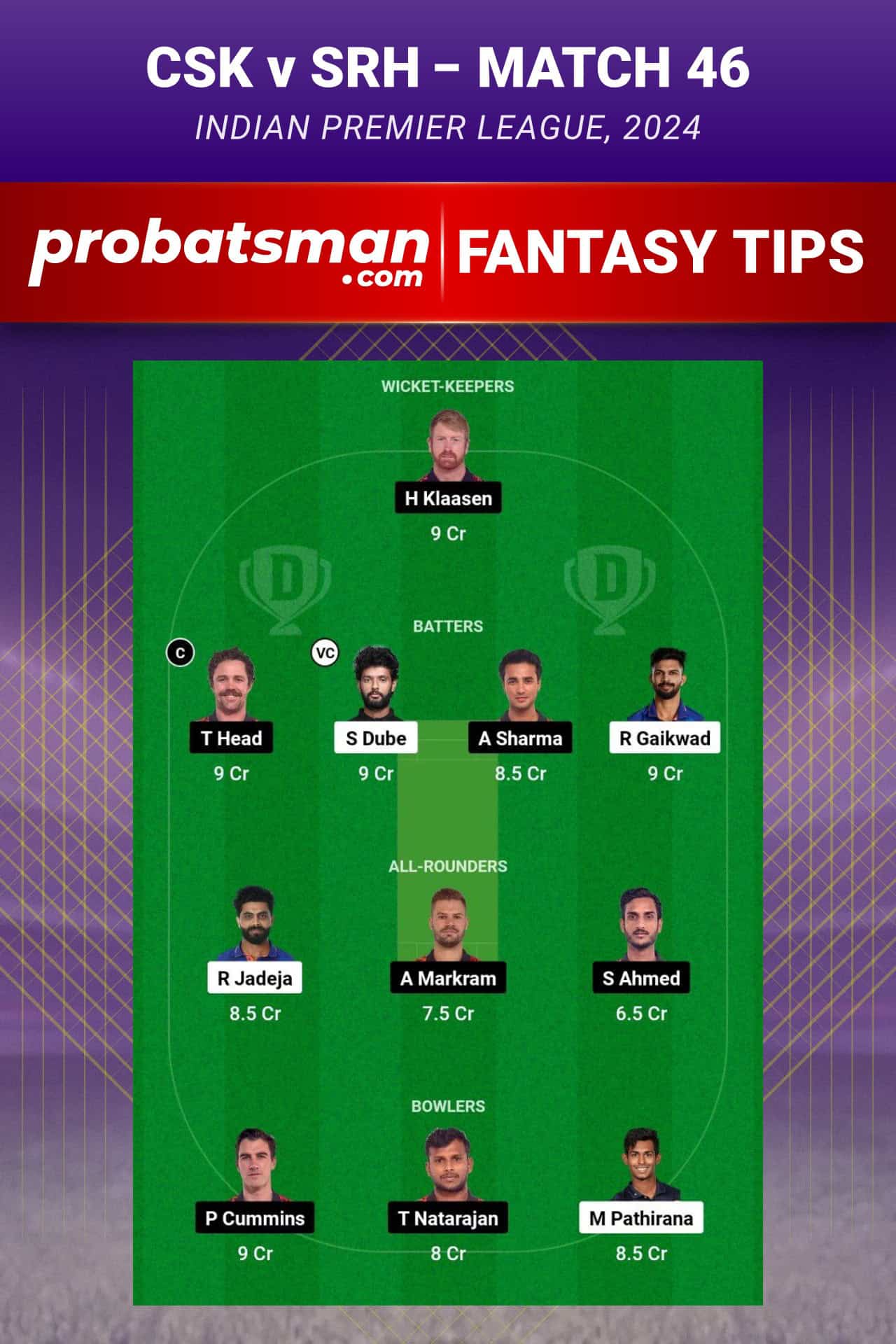 Chennai Super Kings vs Sunrisers Hyderabad Dream11 Prediction - Fantasy Team 2