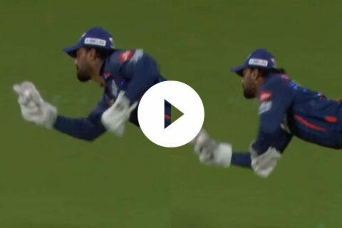 KL Rahul Flying Catch to dismiss Ajinkya Rahane during CSK vs LSG Match of IPL 2024