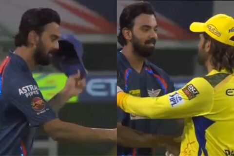 IPL 2024: [Watch] KL Rahul Removes Cap in Respect Before Shaking Hands with MS Dhoni