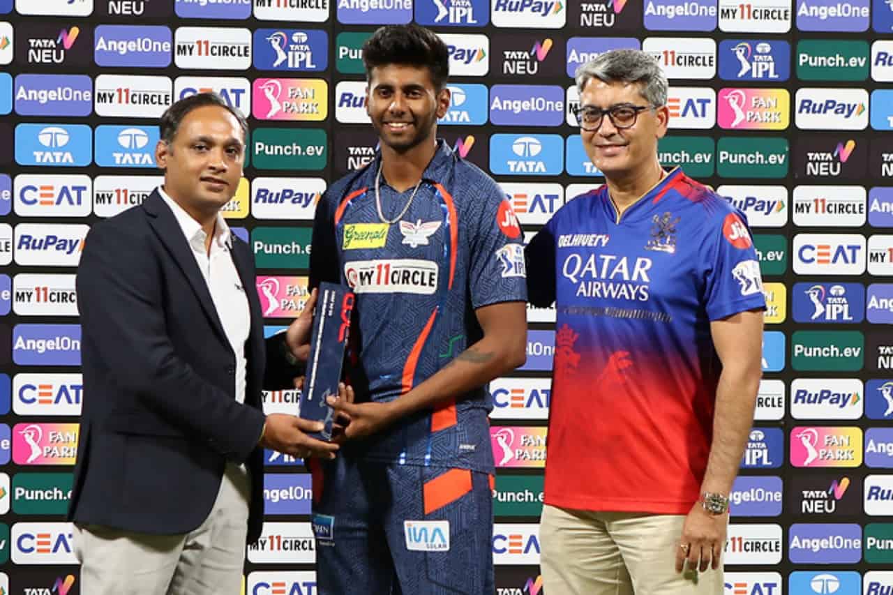 Mayank Yadav Recieving MOTM Award After RCB vs LSG Match of IPL 2024