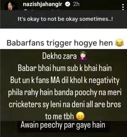 Nazish Jahangir Instagram story