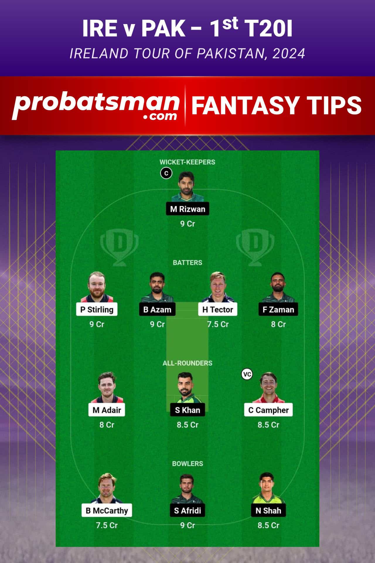 Ireland vs Pakistan Dream11 Prediction - Fantasy Team 2