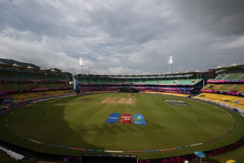 A general view of Assam Cricket Association Stadium also Known as ACA Stadium and Barsapara Cricket Stadium