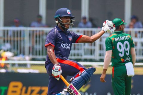 Harmeet Singh of USA Celebrating Victory Against Bangladesh