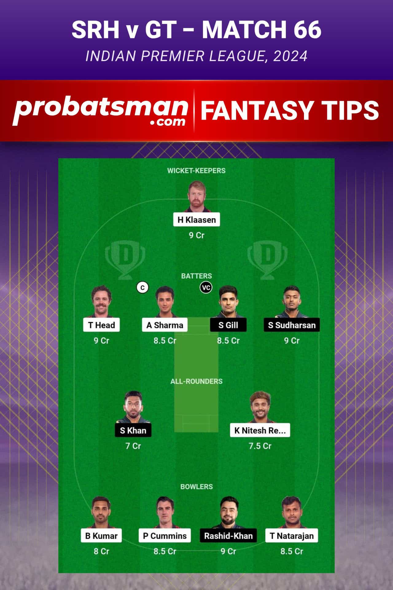 Sunrisers Hyderabad vs Gujarat Titans Dream11 Prediction - Fantasy Team 2