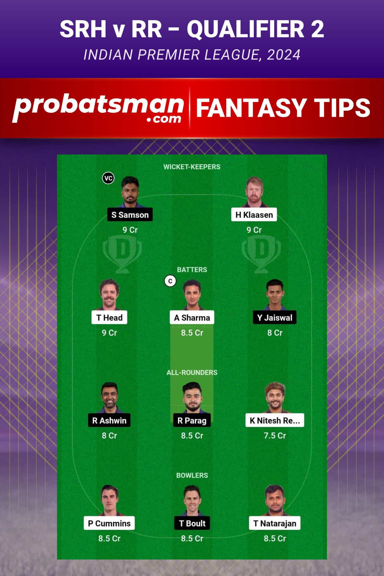 Sunrisers Hyderabad vs Rajasthan Royals Dream11 Prediction - Fantasy Team 2
