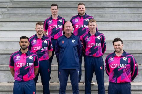 Scotland Cricketers Poses with Coach ahead of T20 World Cup 2024