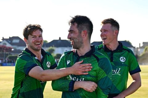 Ireland Players Celebrate Victory Against Pakistan
