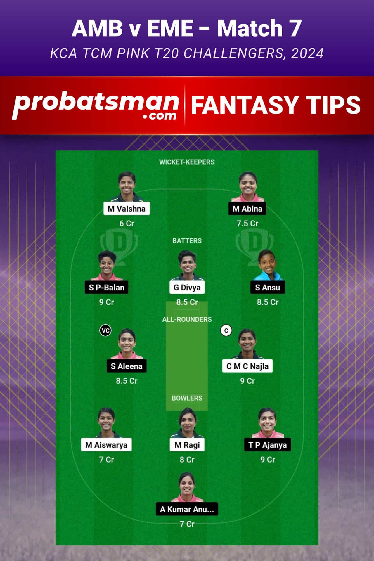 AMB vs EME Dream11 Prediction for Match 7