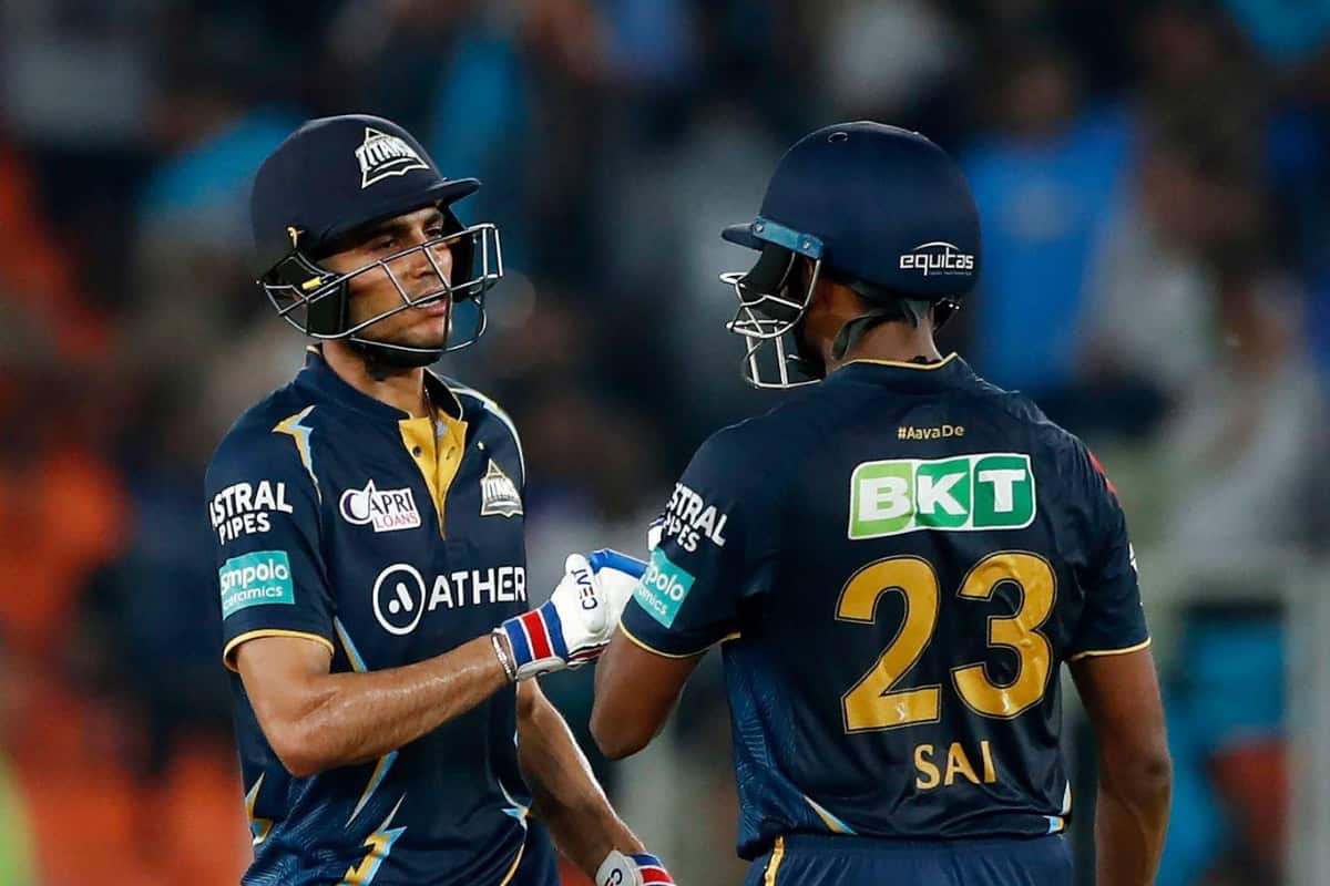 Shubman Gill and Sai Sudarshan Celebrating 100-runs Partnership