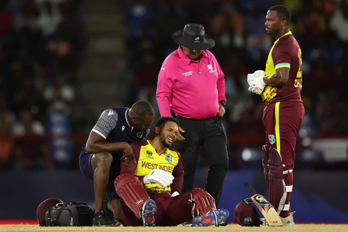 Brandon King receives medical treatment after sustaining an injury
