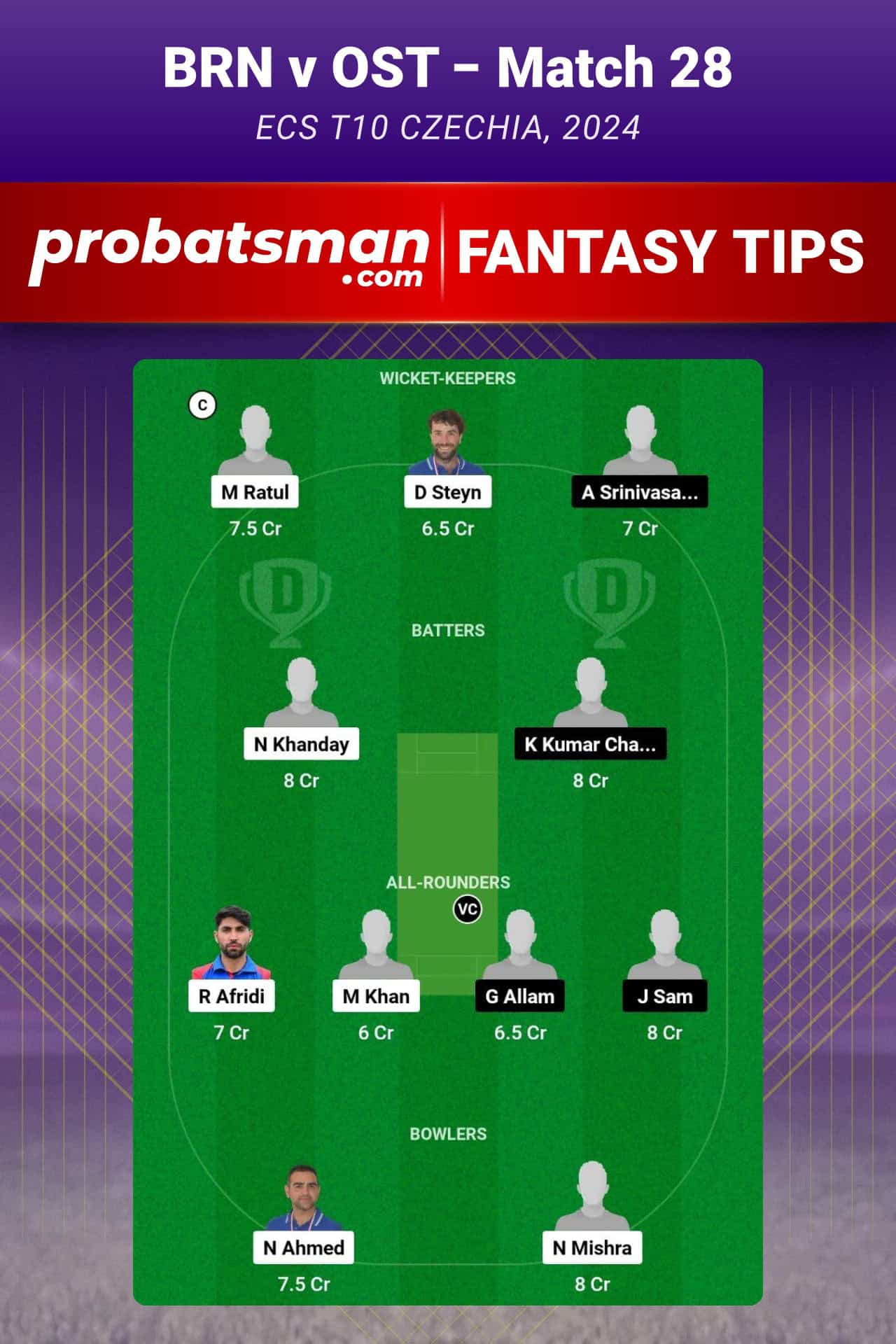 BRN vs OST Dream11 Prediction For Match 28 of ECS T10 Czechia 2024