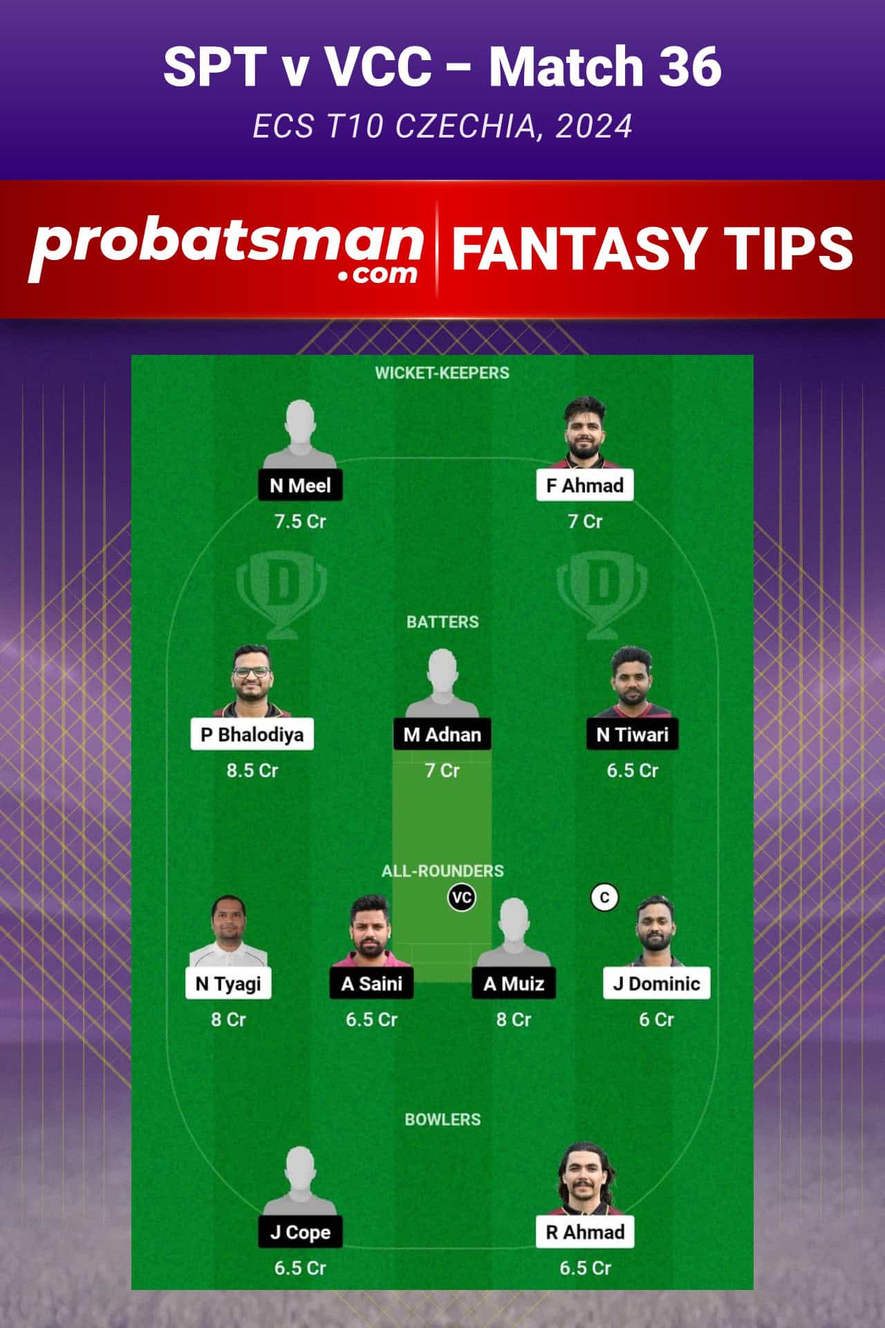 SPT vs VCC Dream11 Prediction For Match 36 of ECS T10 Czechia 2024
