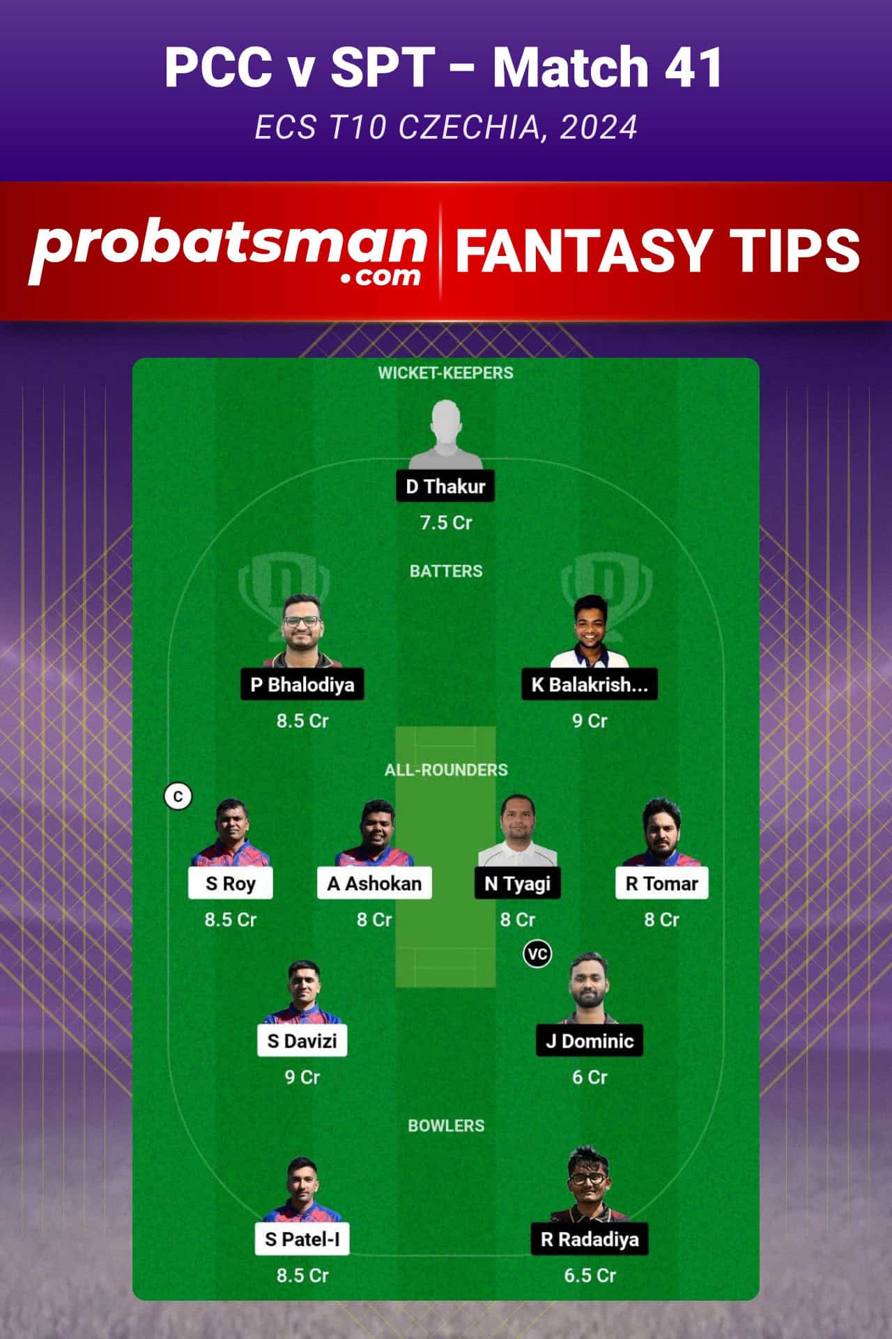 PCC vs SPT Dream11 Prediction For Match 41 of ECS T10 Czechia 2024