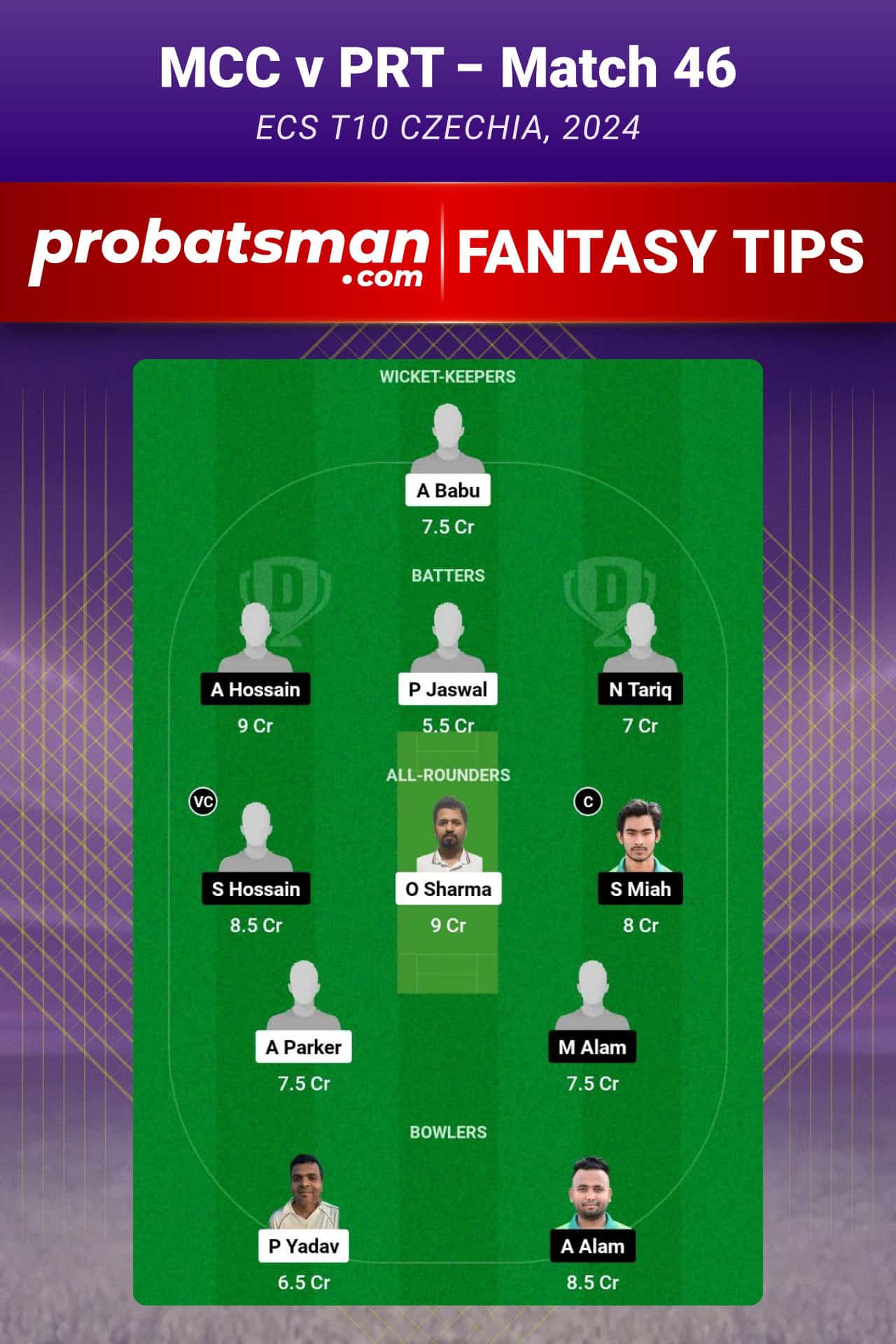 MCC vs PRT Dream11 Prediction For Match 46 of ECS T10 Czechia 2024