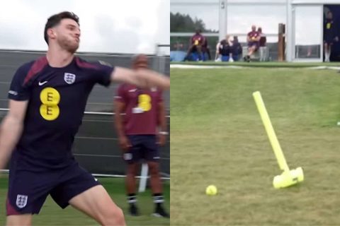 [Watch] Football Star Declan Rice Switches to Cricket, Clean Bowls Captain Harry Kane