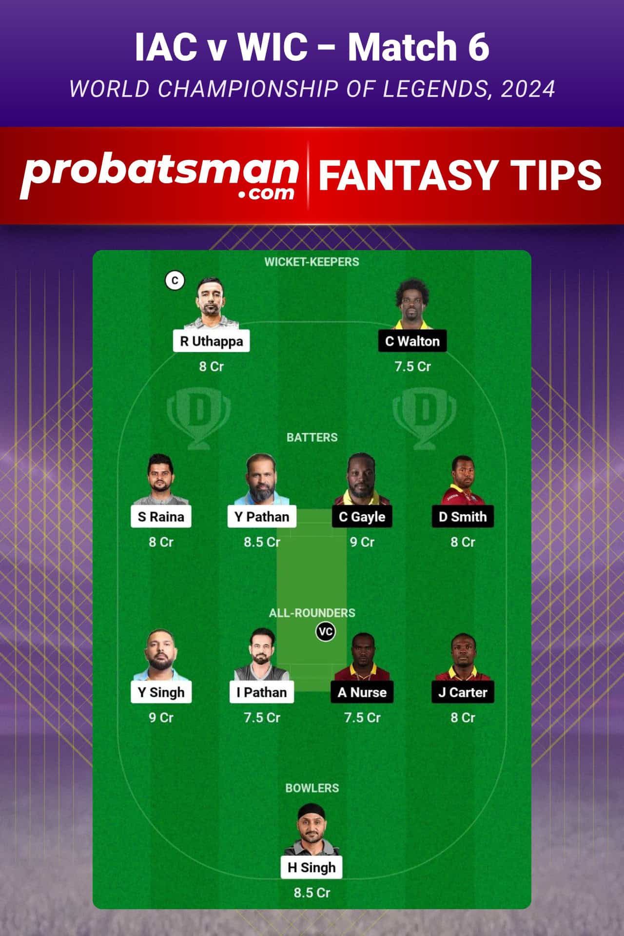 IAC vs WIC Dream11 Prediction For Match 6 of World Championship of Legends 2024