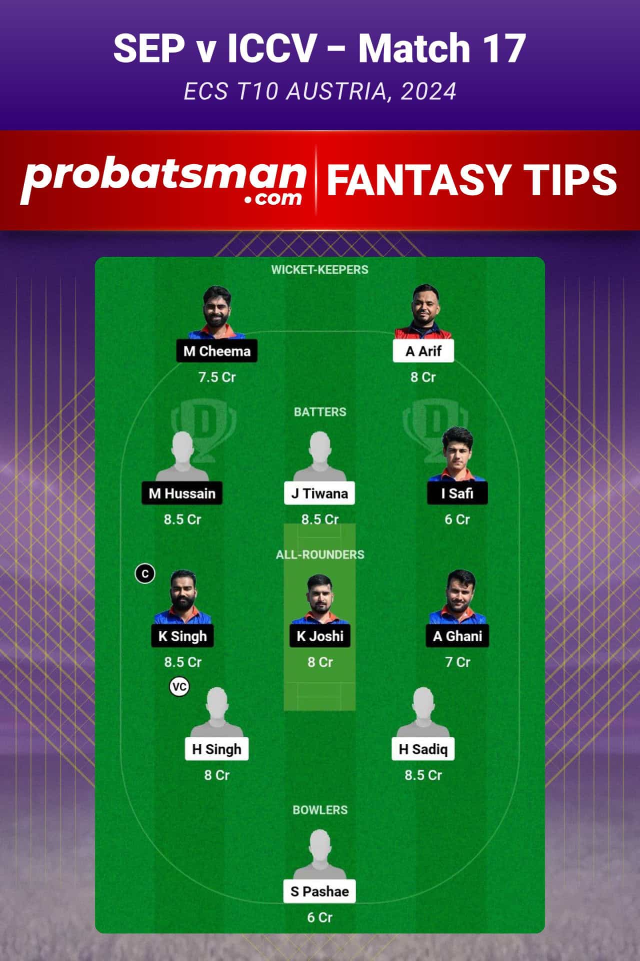 SEP vs ICCV Dream11 Prediction For Match 17 of ECS T10 Austria 2024