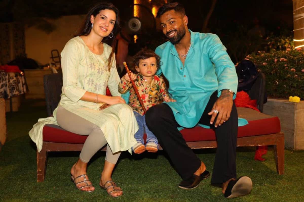Hardik Pandya with ex wife and his son Agastya