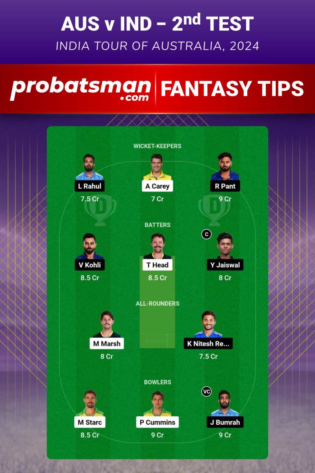 AUS vs IND Dream11 Prediction, Fantasy Cricket Tips, Playing XI, Pitch