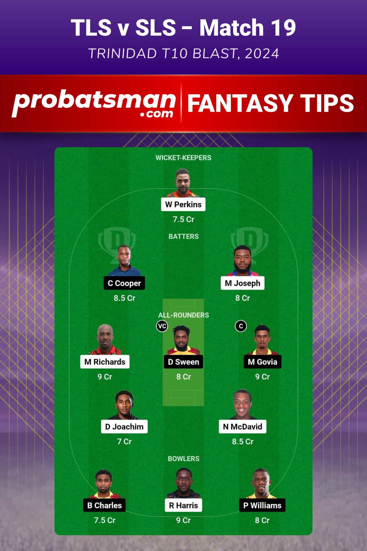 TLS vs SLS Dream11 Prediction For Match 19 of Trinidad T10 Blast 2024