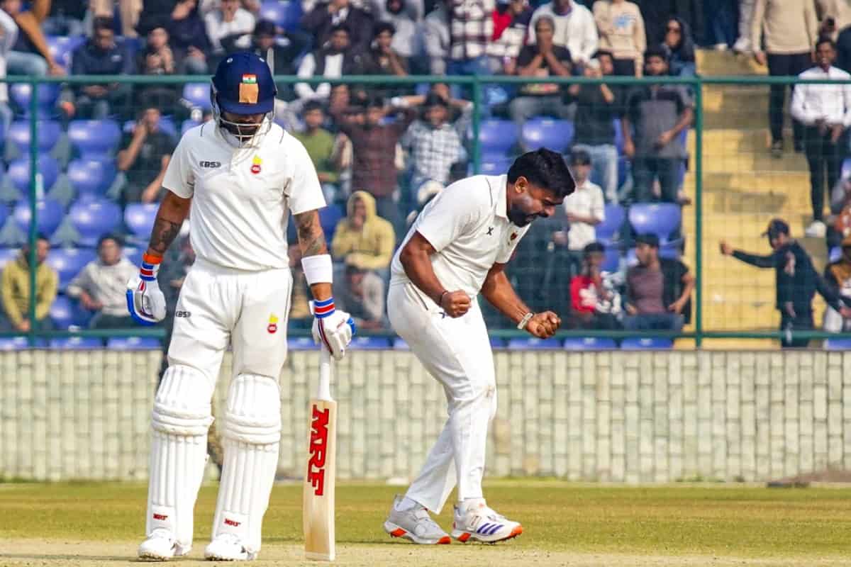 Himanshu Sangwan Celebration after Taking Virat Kohli wicket in Delhi vs Railways Match of Ranji Trophy 2025