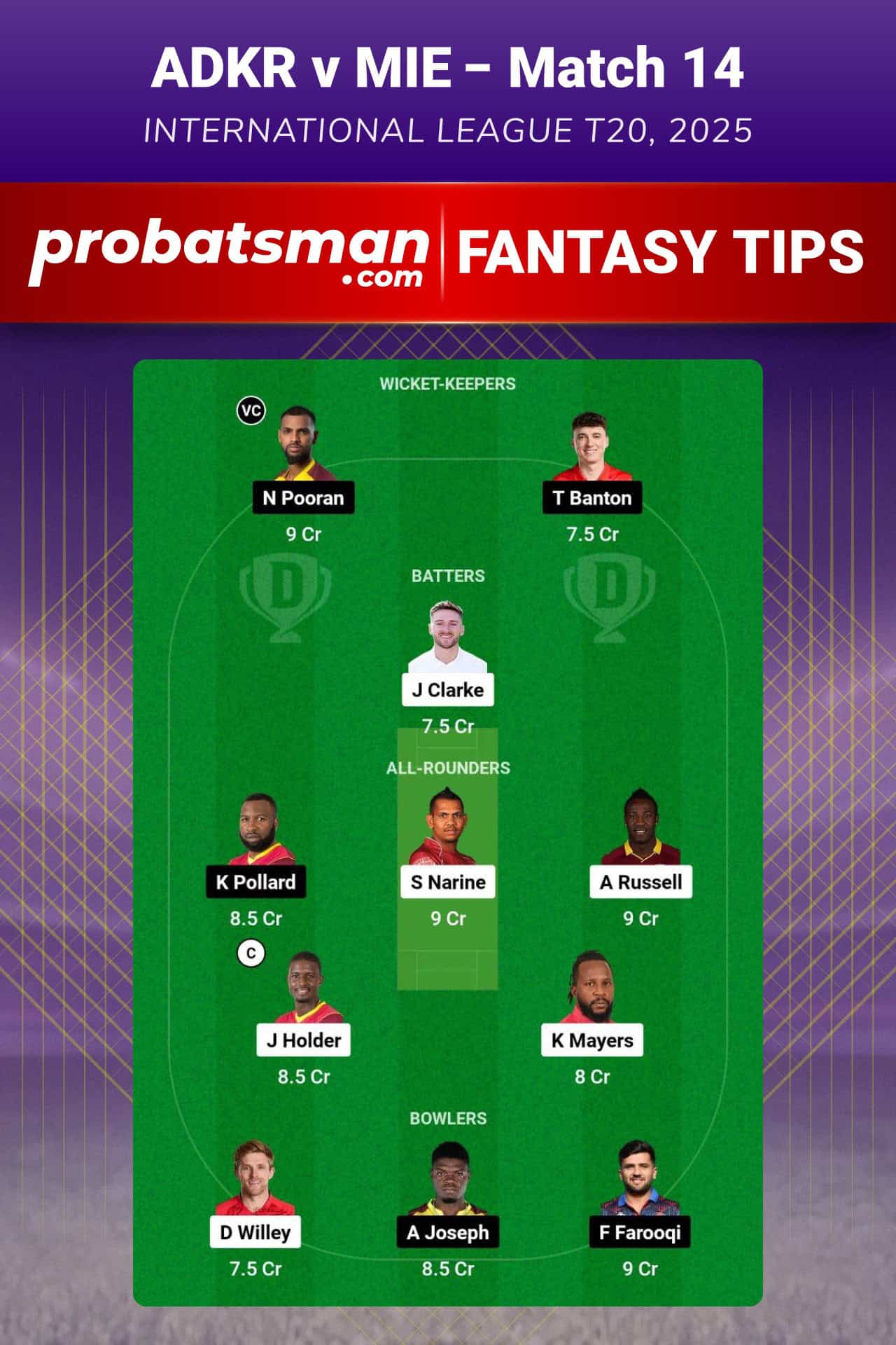 ADKR vs MIE Dream11 Prediction For Match 14 of International League T20 2025