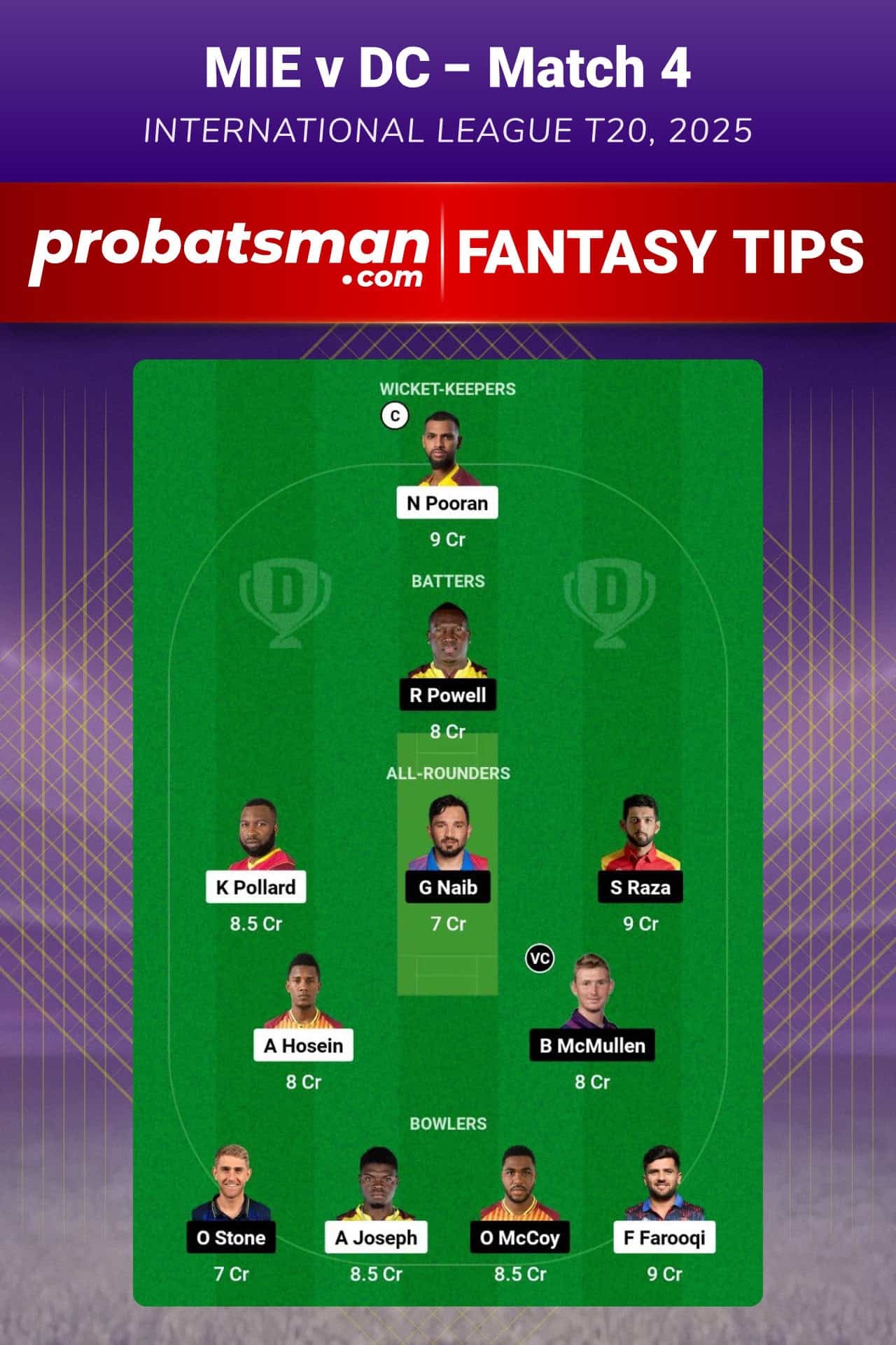 MIE vs DC Dream11 Prediction For Match 4 of International League T20 2025