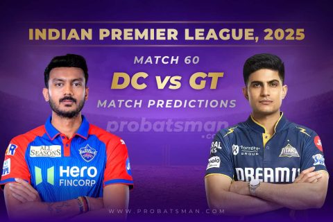 IPL 2025: Match 60 – DC vs GT Predictions – Who will win Today? Match Preview, Expert Tips, Toss & Win Probability